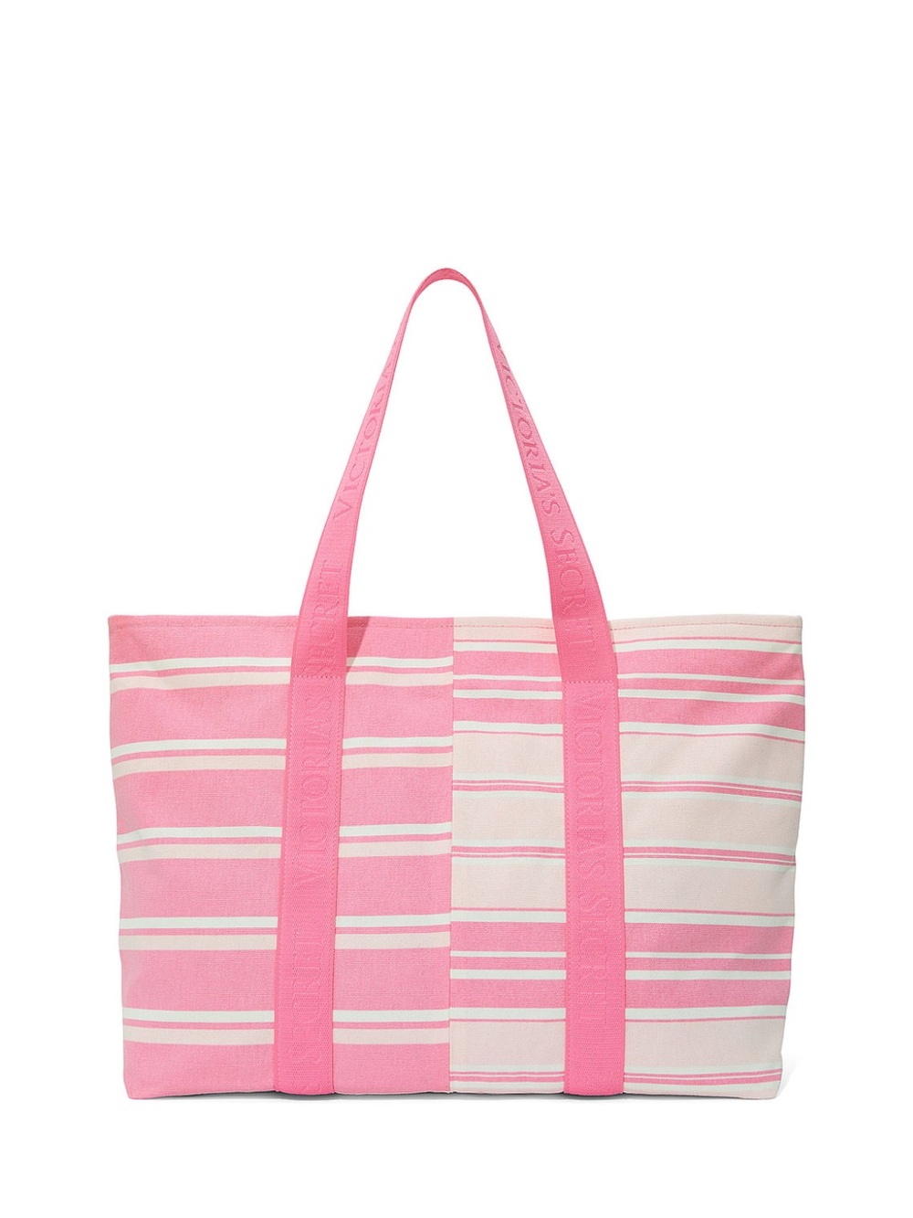 Victoria's Secret Pink Striped Canvas Tote NWT Beach bag - Picture 2 of 6